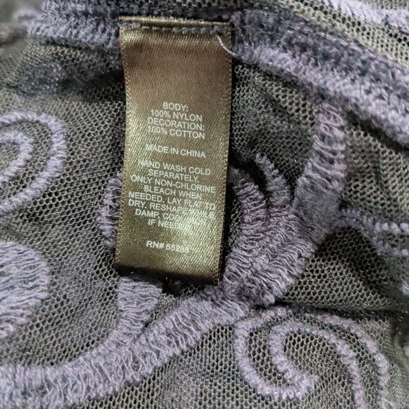 Express Women's Blue Mesh Embroidered Blouse, Size Small - Picture 9 of 12